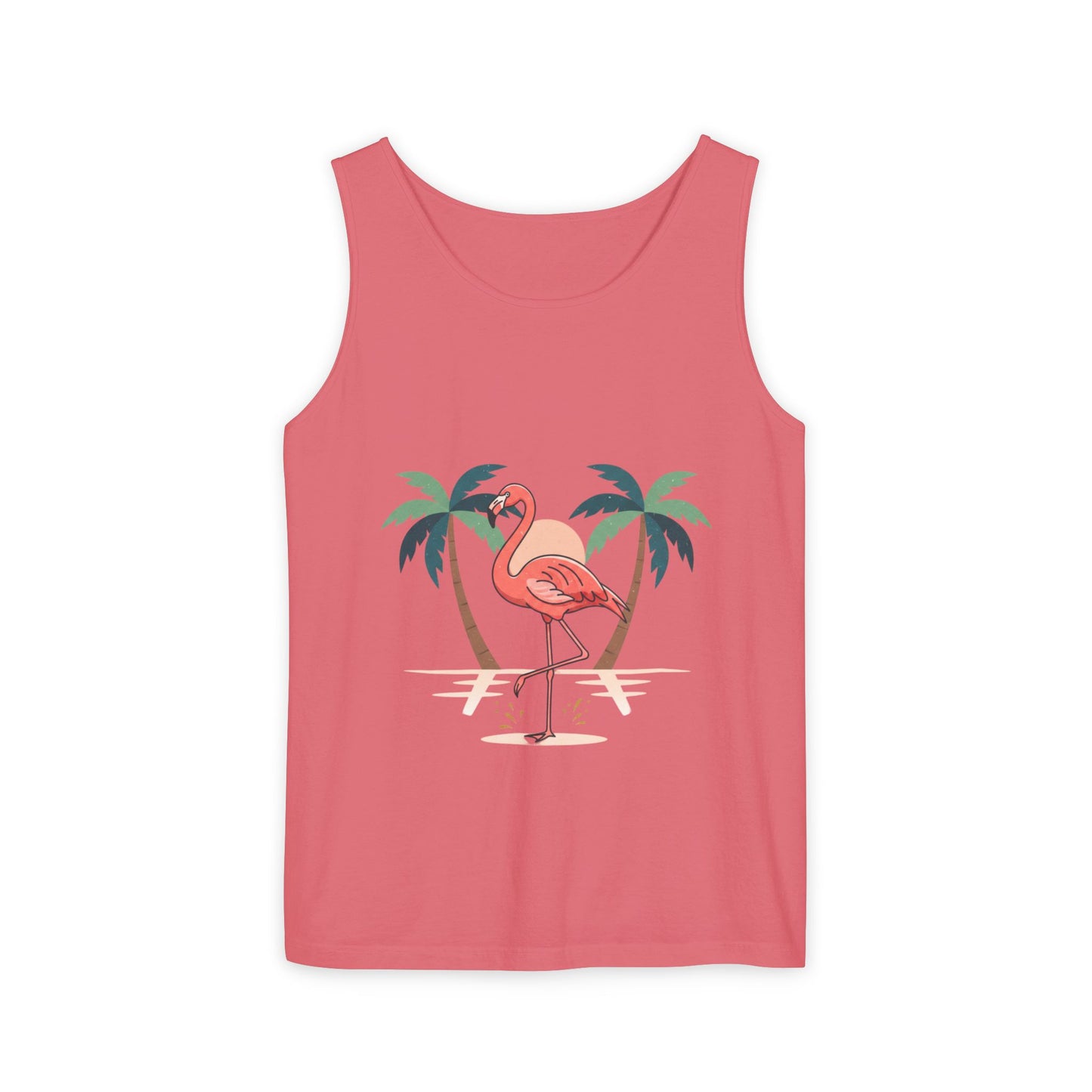 Flamingo Beach Tank Top — Tropical Palm Vacation Graphic Tank