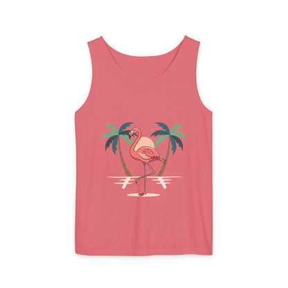 Flamingo Beach Tank Top — Tropical Palm Vacation Graphic Tank