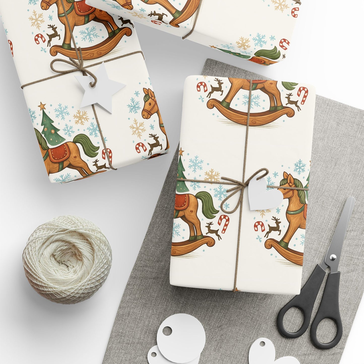 Rocking Horse Christmas Wrapping Paper – Vintage Holiday Gift Wrap