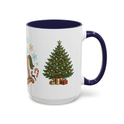Christmas Rocking Horse Coffee Mug — Festive Tree & Candy Cane Holiday Mug (11/15oz)