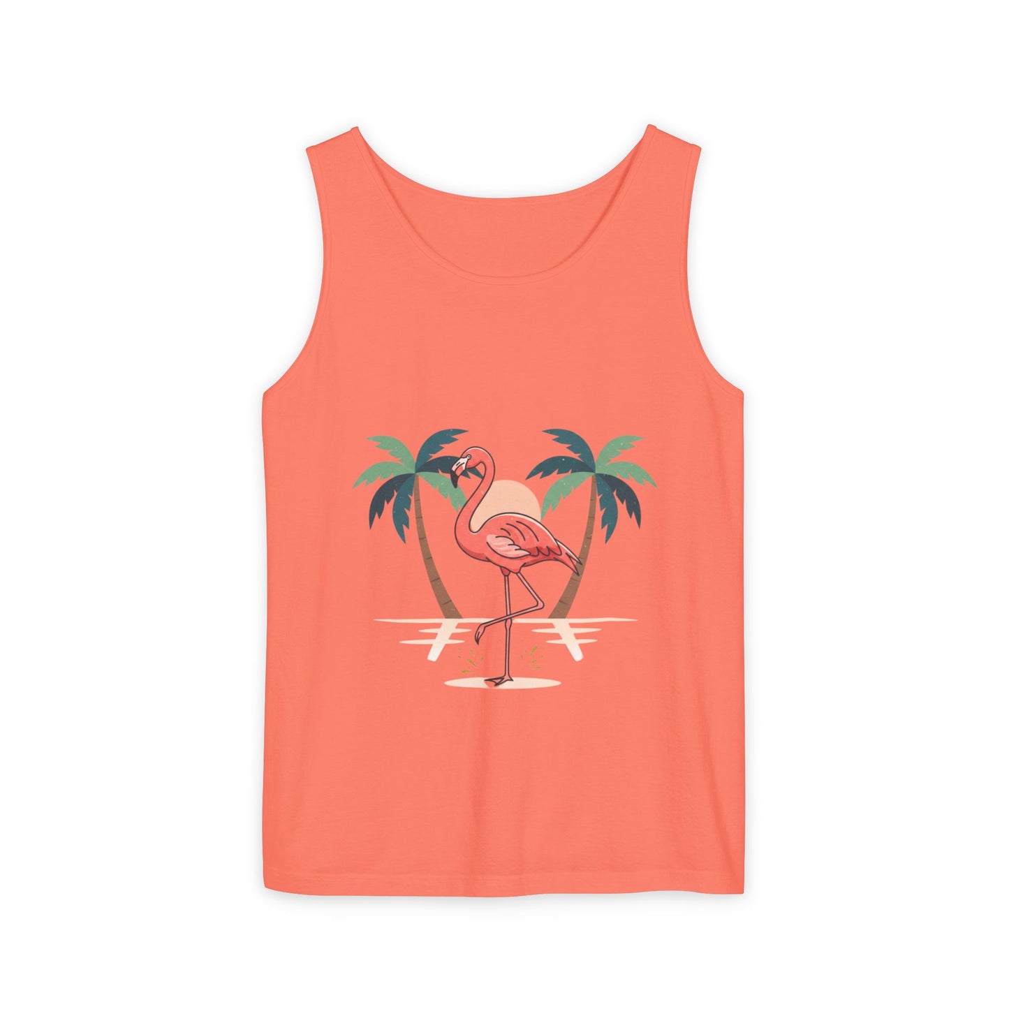 Flamingo Beach Tank Top — Tropical Palm Vacation Graphic Tank
