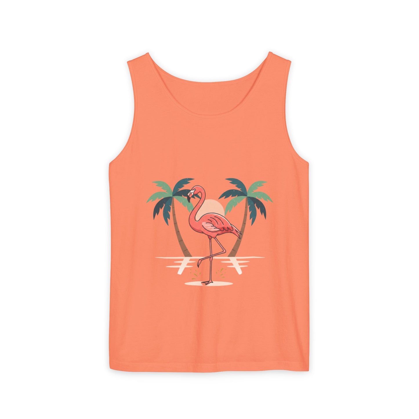 Flamingo Beach Tank Top — Tropical Palm Vacation Graphic Tank