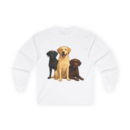 Dog Lover's Long Sleeve Tee with Labrador Design, Pet Owner Gifts, Animal Lover Apparel, Cute Dog Shirt, Perfect for Casual Wear