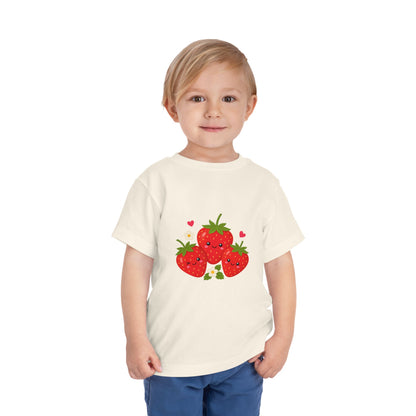 Cute Kawaii Strawberries Toddler Tee — Cute Fruit Graphic Shirt for Kids