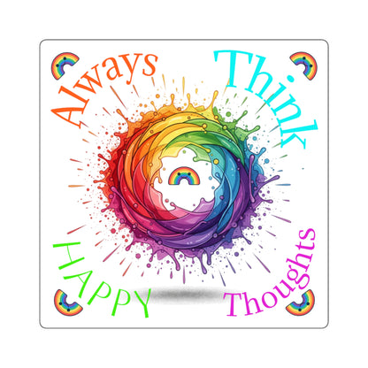 Rainbow Splash Square Sticker — Colorful Swirl with Rainbow Center