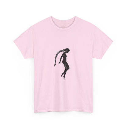 Silhouette Braid Tee — Minimalist Woman Profile T-Shirt