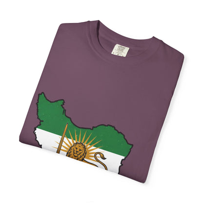 Iran Map T-Shirt with Lion and Sun Flag — Persian Heritage Tee