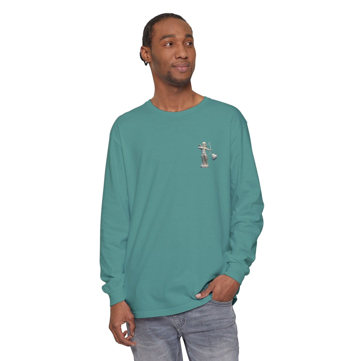Cupid Cherub Long Sleeve Tee — Vintage Cupid Heart Graphic