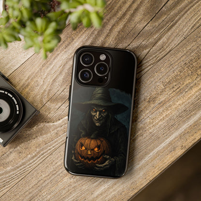 Halloween Phone Case, Tough Cases with Witch and Pumpkin Design, Spooky Gift for Witch Lovers, Fall Phone Accessory, Unique Halloween Decor