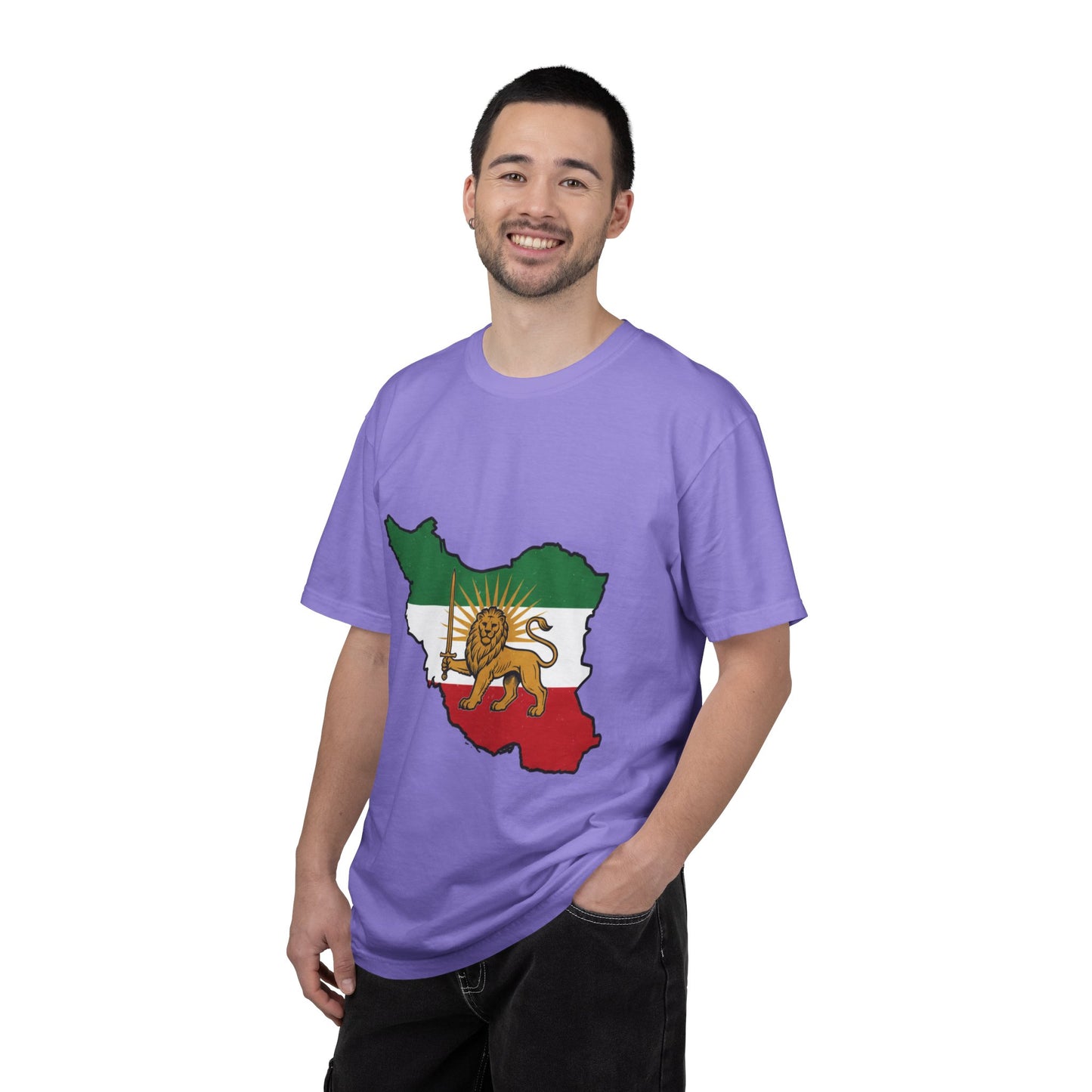 Iran Map T-Shirt with Lion and Sun Flag — Persian Heritage Tee