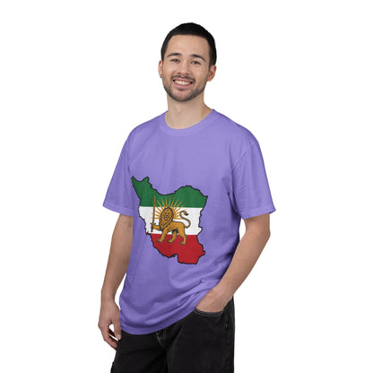 Iran Map T-Shirt with Lion and Sun Flag — Persian Heritage Tee