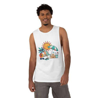Beach Vibes Tank Top — Sunny Sun, Umbrella & Sandcastle Graphic Summer Tank