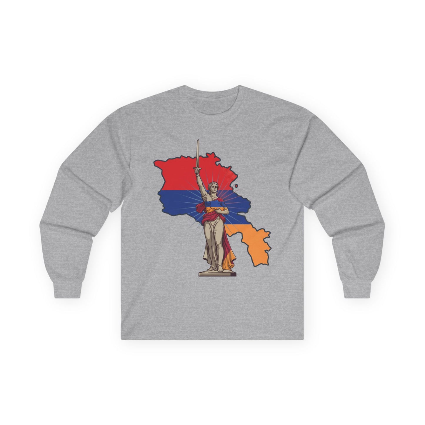 Armenia Map Long Sleeve Tee — Mother Armenia Statue Graphic