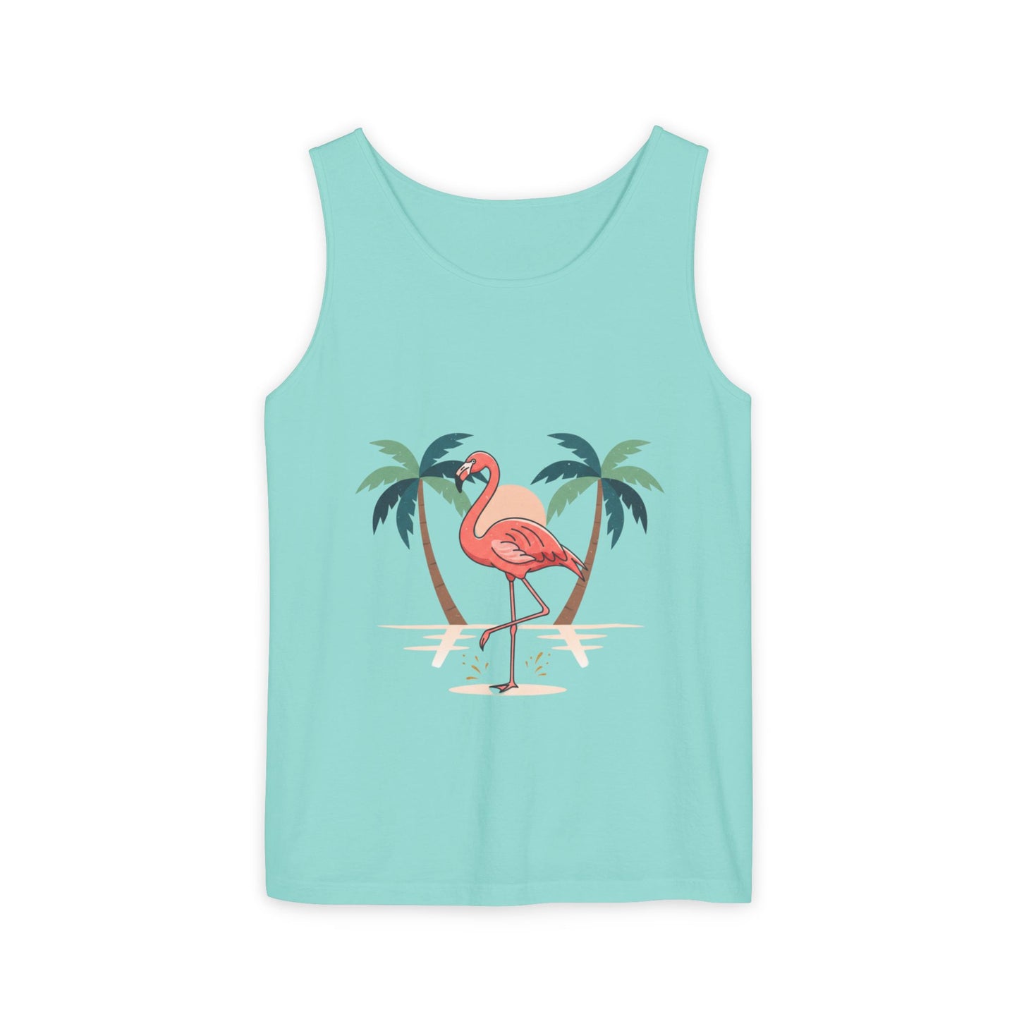 Flamingo Beach Tank Top — Tropical Palm Vacation Graphic Tank