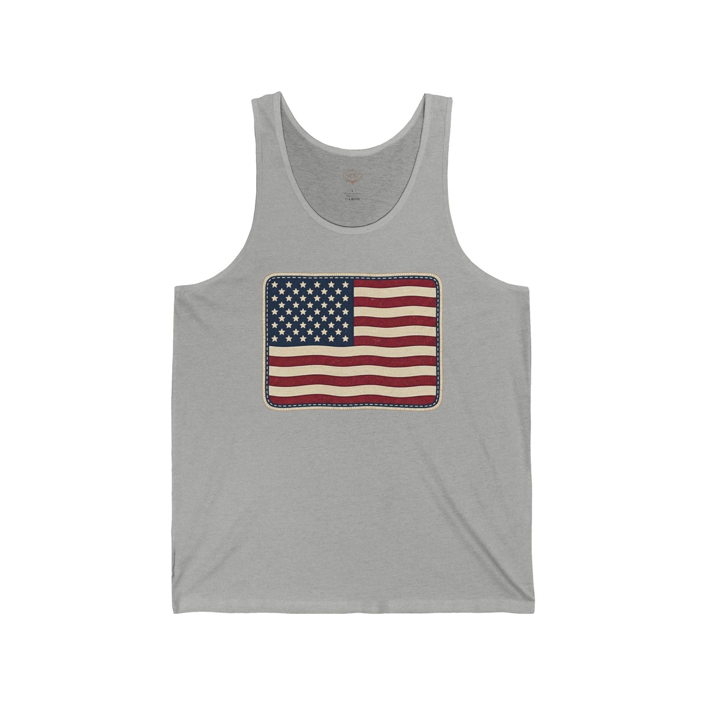 American Flag Patch Tank Top — Vintage Patriotic USA Sleeveless Shirt for 4th of July