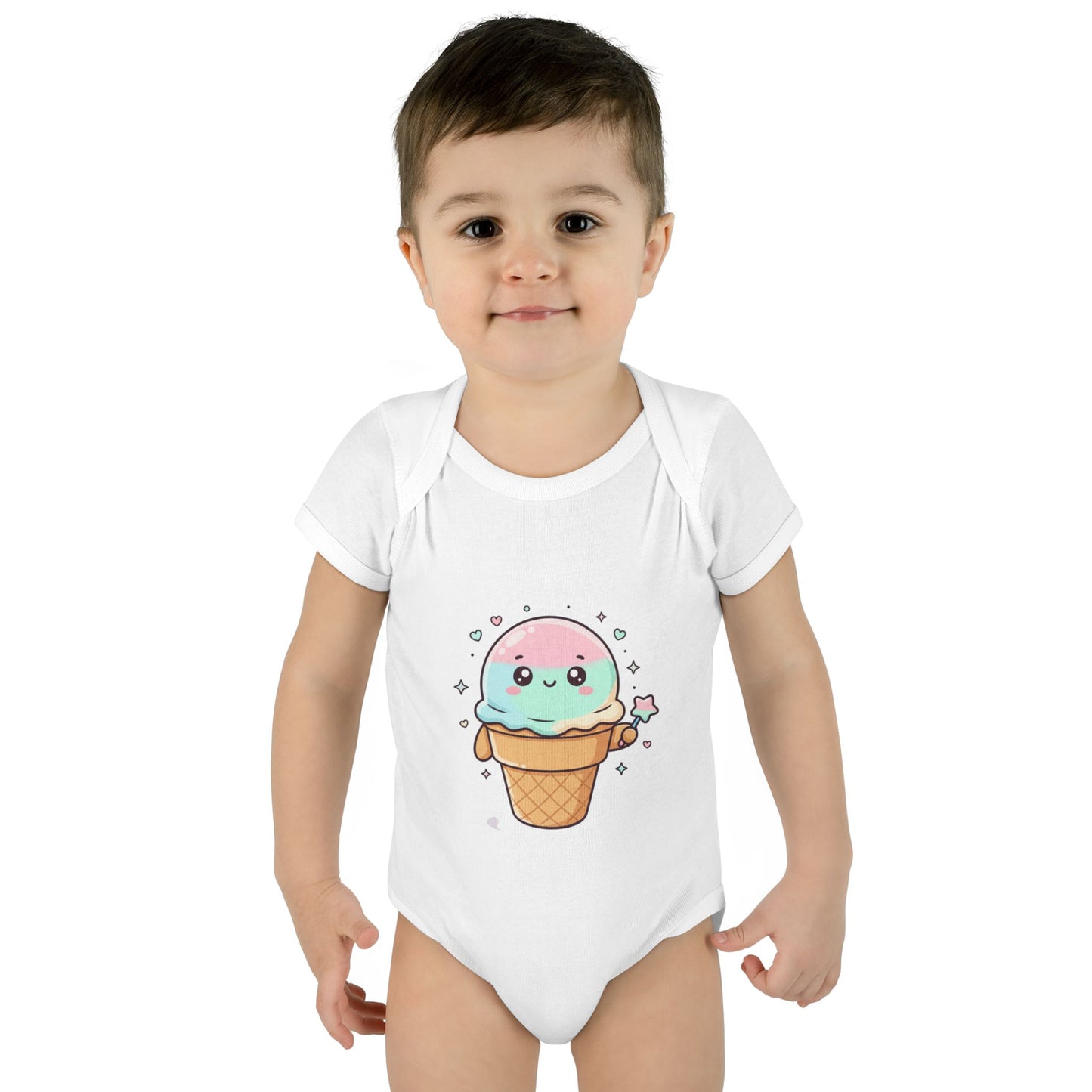 Cute Kawaii Ice Cream Cone Infant Bodysuit - Pastel Baby Onesie