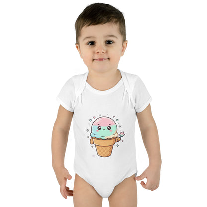 Cute Kawaii Ice Cream Cone Infant Bodysuit - Pastel Baby Onesie