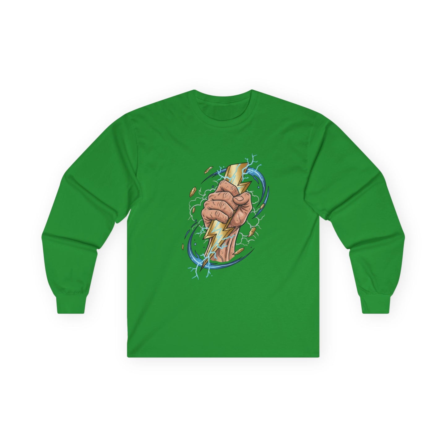 Fist & Lightning Bolt Long Sleeve Tee — Power Graphic Shirt