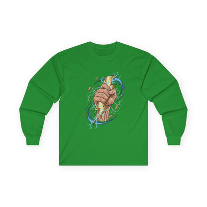 Fist & Lightning Bolt Long Sleeve Tee — Power Graphic Shirt