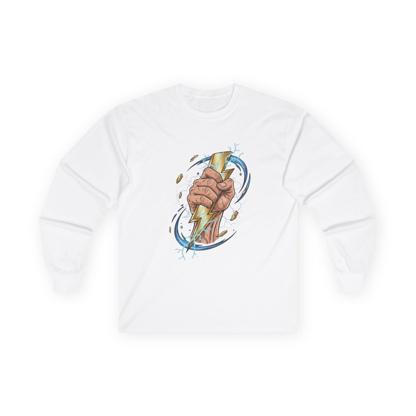 Fist & Lightning Bolt Long Sleeve Tee — Power Graphic Shirt