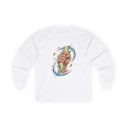 Fist & Lightning Bolt Long Sleeve Tee — Power Graphic Shirt