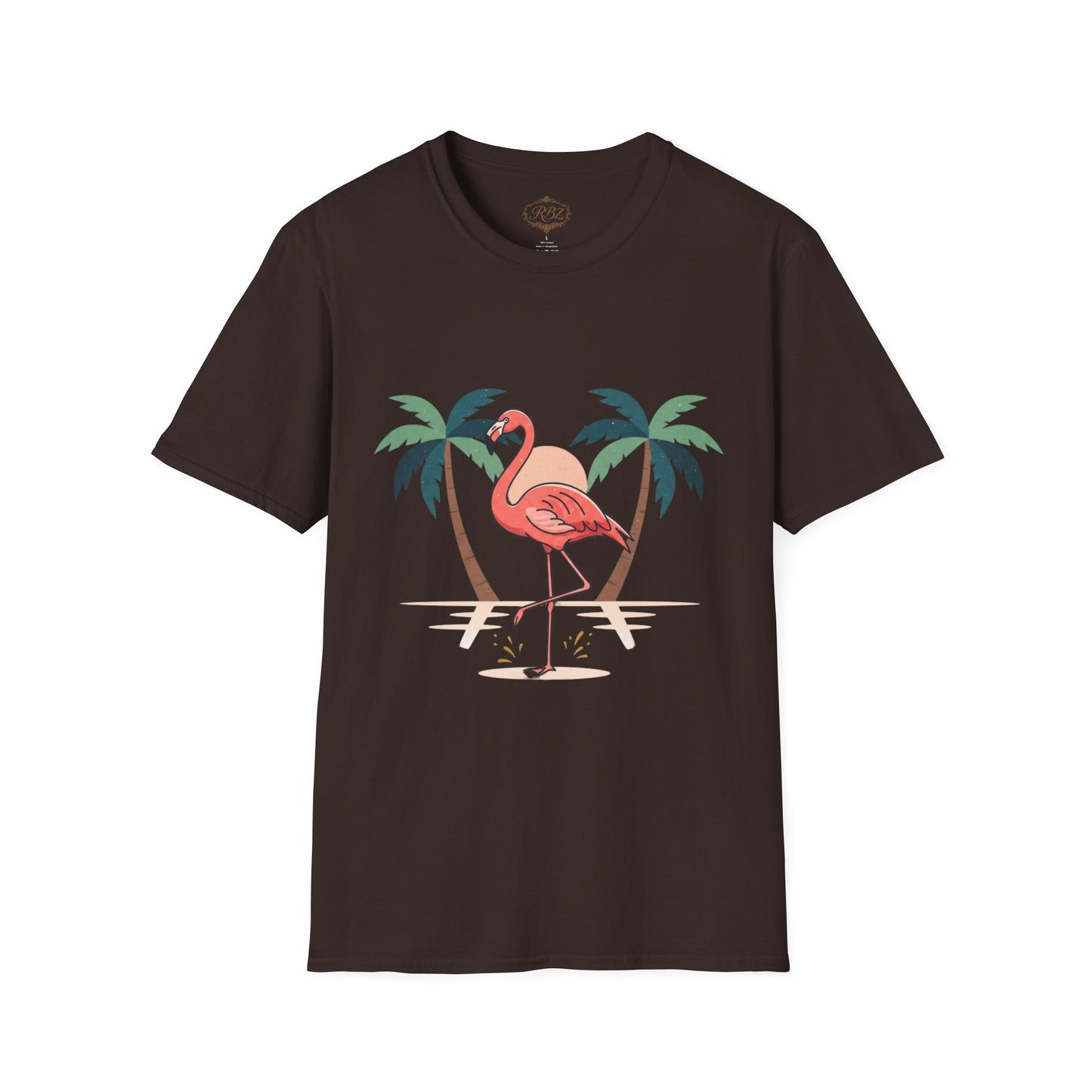 Flamingo Beach T-Shirt — Tropical Palm Island Graphic Tee
