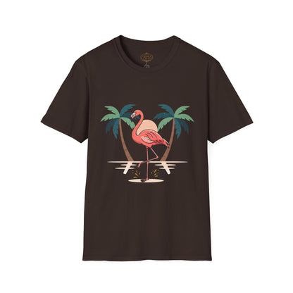 Flamingo Beach T-Shirt — Tropical Palm Island Graphic Tee