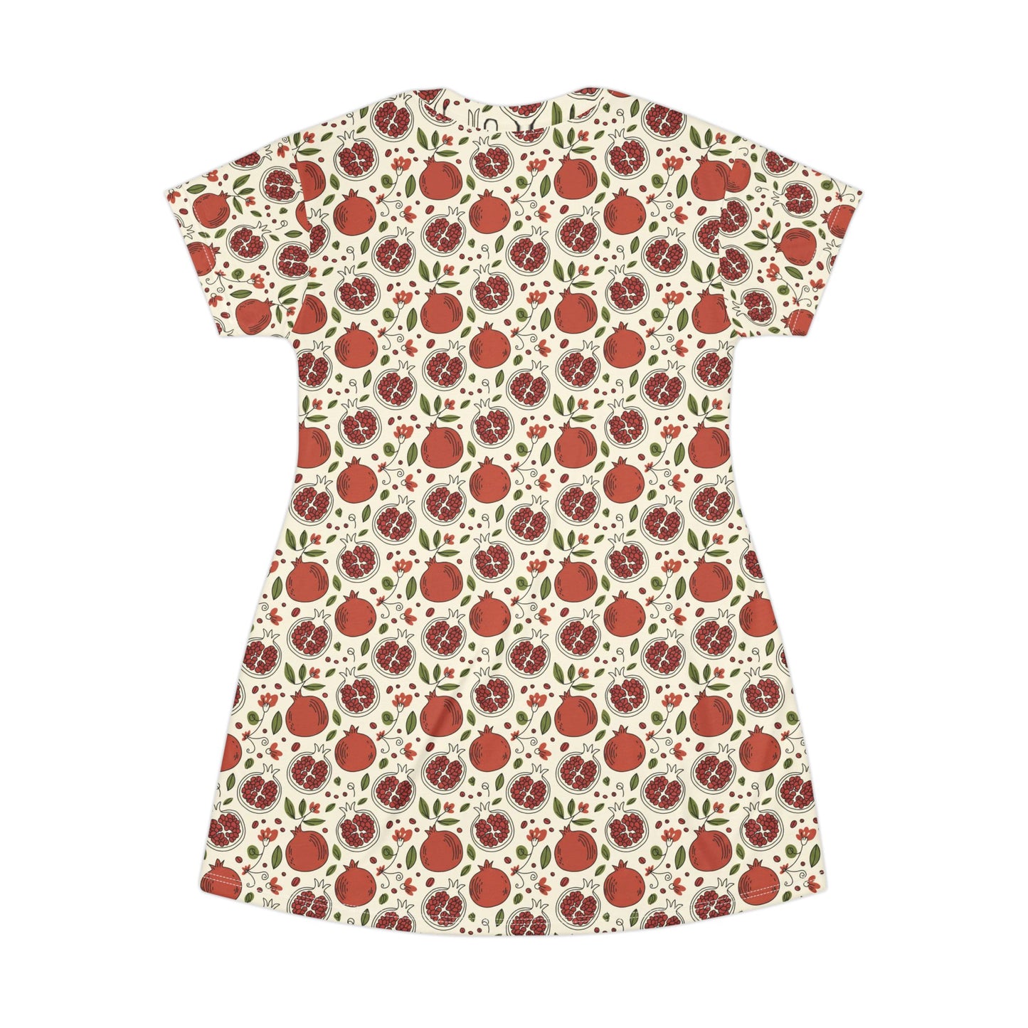 Pomegranate Pattern T‑Shirt Dress — All-Over Print Fruit Floral Summer Dress