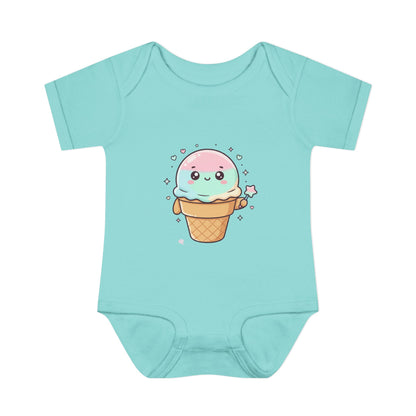 Cute Kawaii Ice Cream Cone Infant Bodysuit - Pastel Baby Onesie