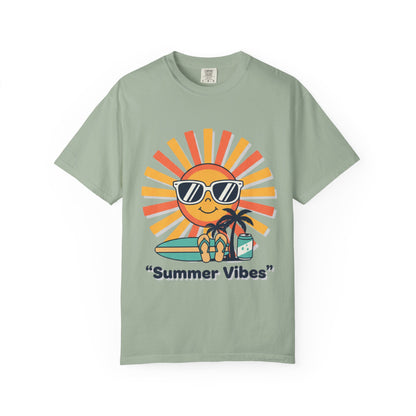 Summer Vibes T-Shirt — Retro Sun with Sunglasses Beach Graphic