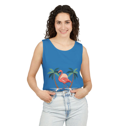 Flamingo Beach Tank Top — Tropical Palm Vacation Graphic Tank