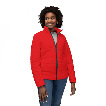 Women's Red Puffer Jacket — Lightweight Insulated Winter Coat