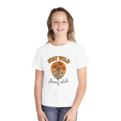 Youth Floral Graphic Tee - Stay Wild, Flower Child, Summer Style, Gift for Teens, Camp Vibes, Boho Chic