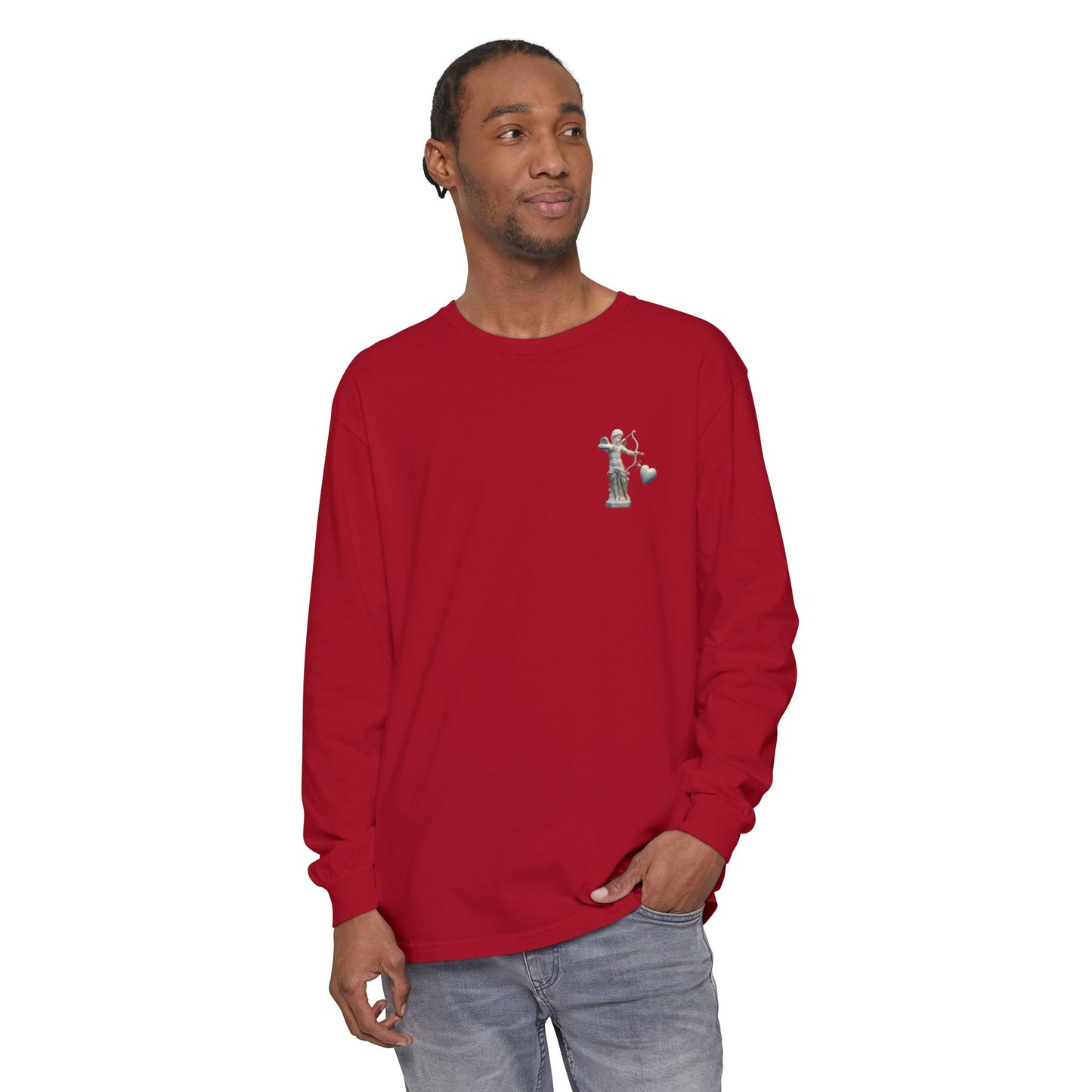 Cupid Cherub Long Sleeve Tee — Vintage Cupid Heart Graphic