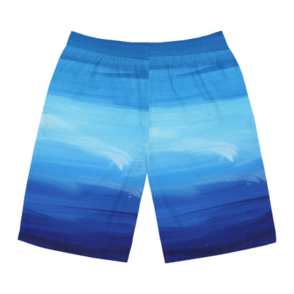 Board Shorts — Ocean Blue Gradient Swim Trunks