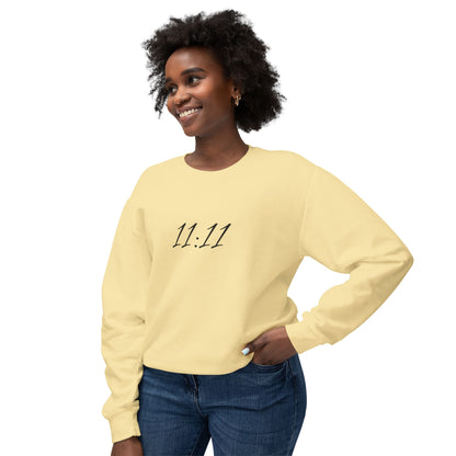 11:11 Crewneck Sweatshirt — Minimal White 'Blessed' Back Design