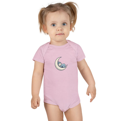 Baby Onesie - 'Little Dreamer' Moon & Sleeping Baby Short Sleeve Bodysuit