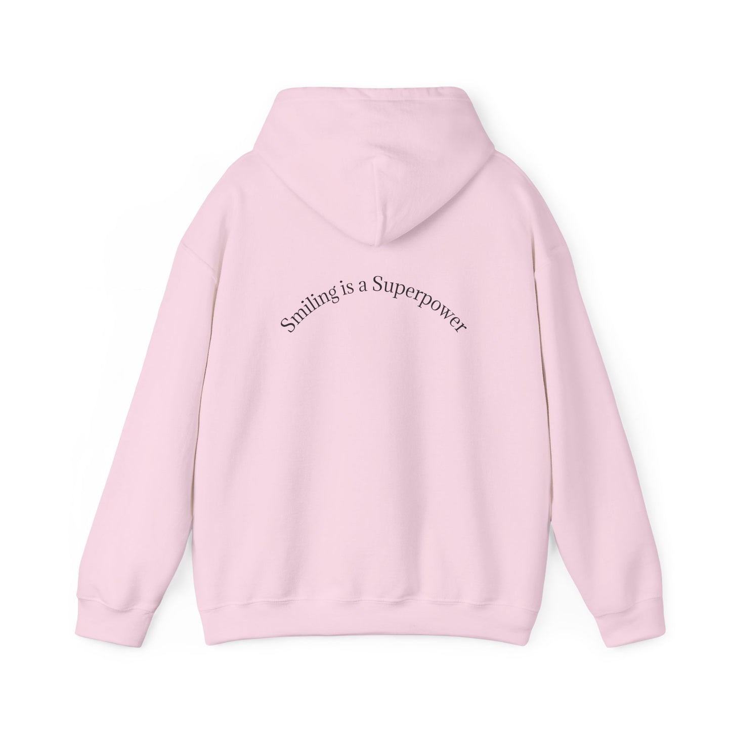 Hoodie — "Smiling Is a Superpower" Minimal White Pullover