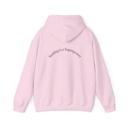 Hoodie — "Smiling Is a Superpower" Minimal White Pullover