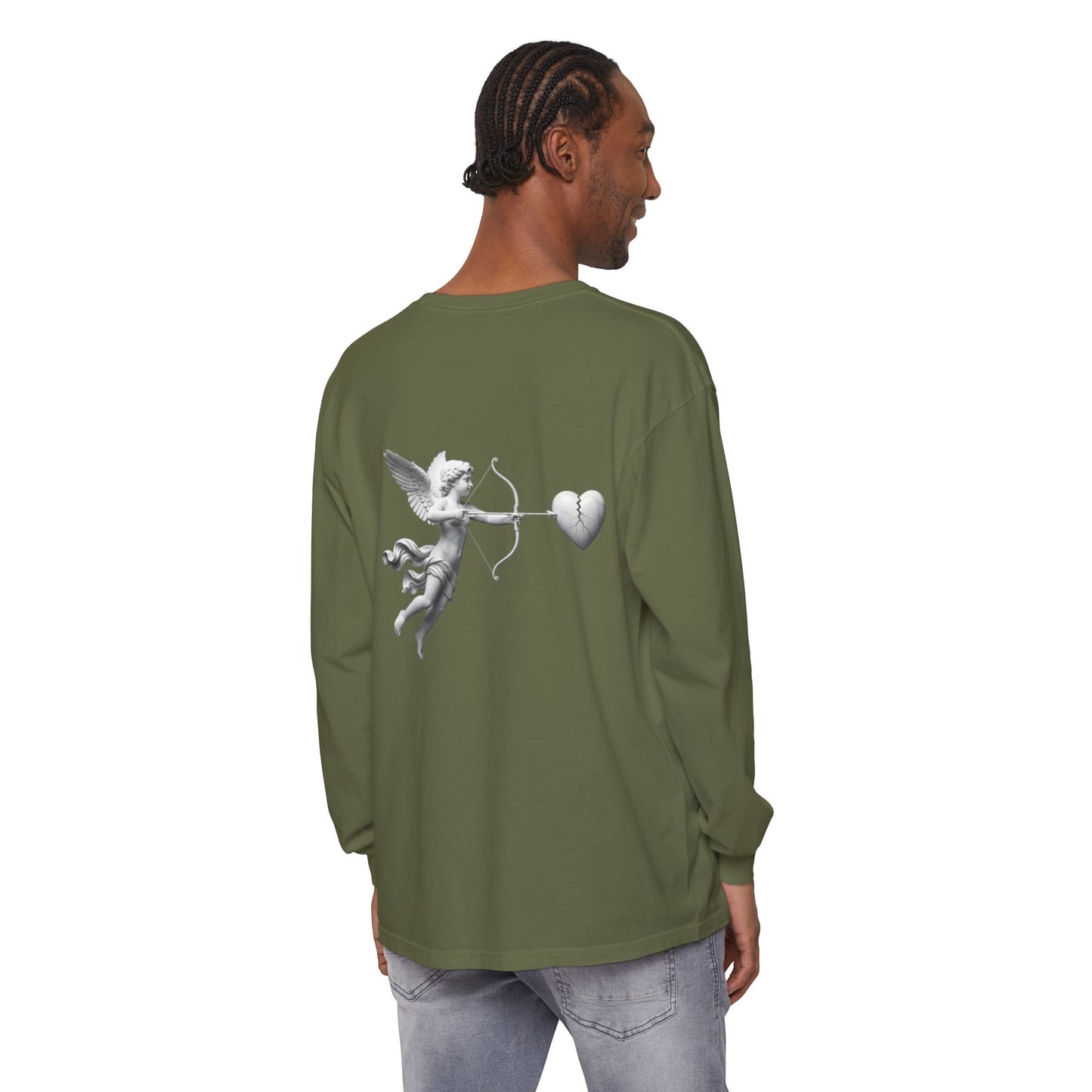 Cupid Cherub Long Sleeve Tee — Vintage Cupid Heart Graphic