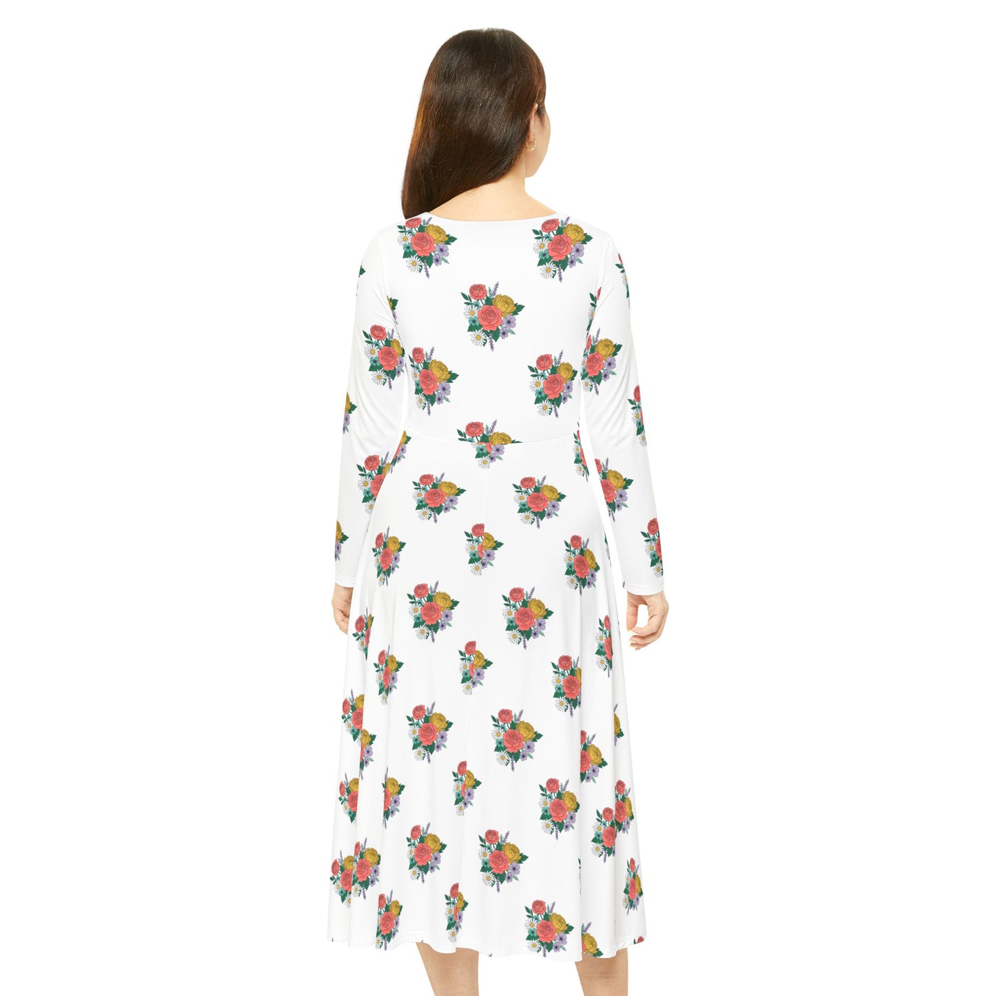 Floral Ballet Dance Dress — Long Sleeve Women's Twirl Dress
