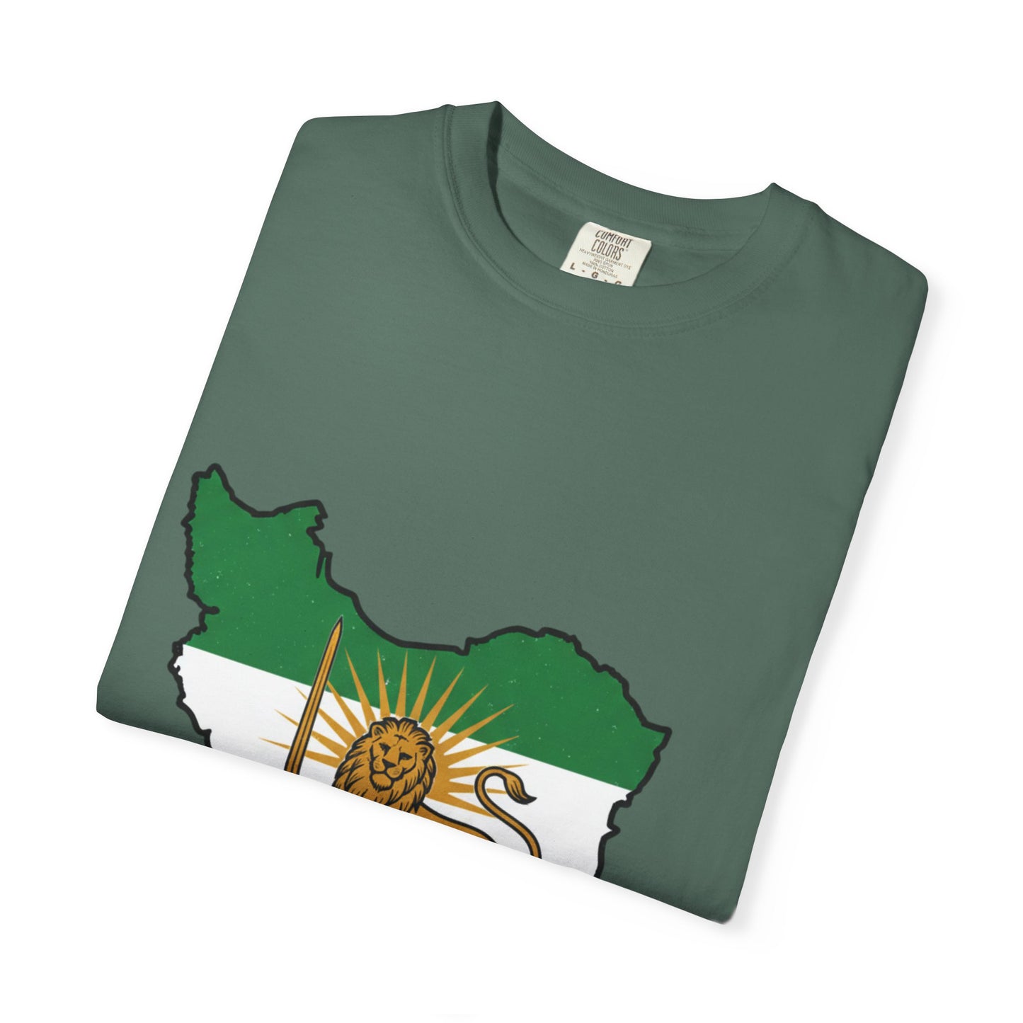 Iran Map T-Shirt with Lion and Sun Flag — Persian Heritage Tee