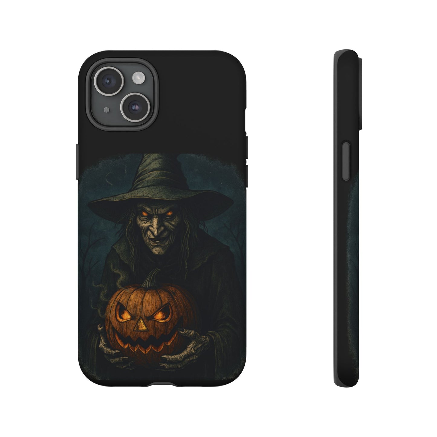 Halloween Phone Case, Tough Cases with Witch and Pumpkin Design, Spooky Gift for Witch Lovers, Fall Phone Accessory, Unique Halloween Decor