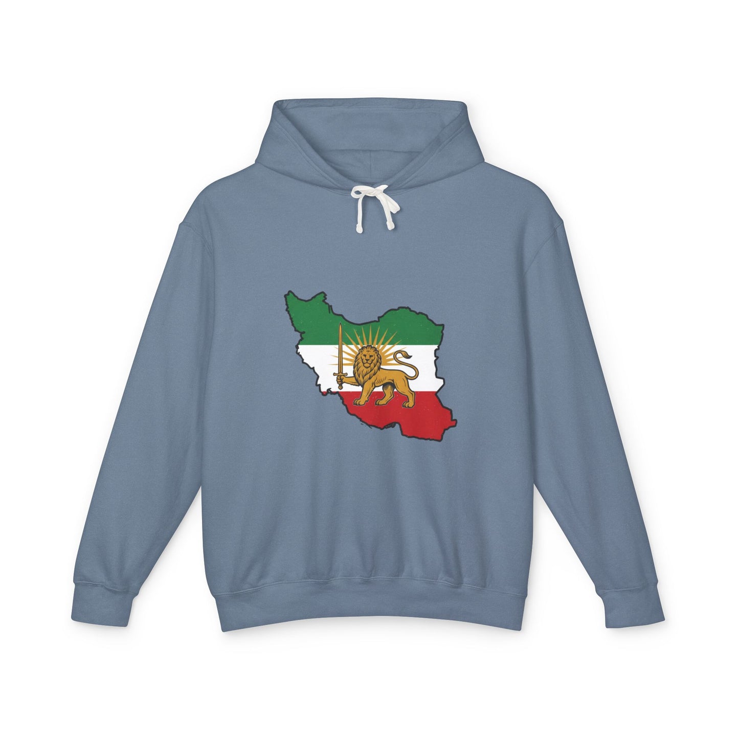 Iran Map Hoodie with Lion and Sun Flag — Persian Heritage Sweatshirt