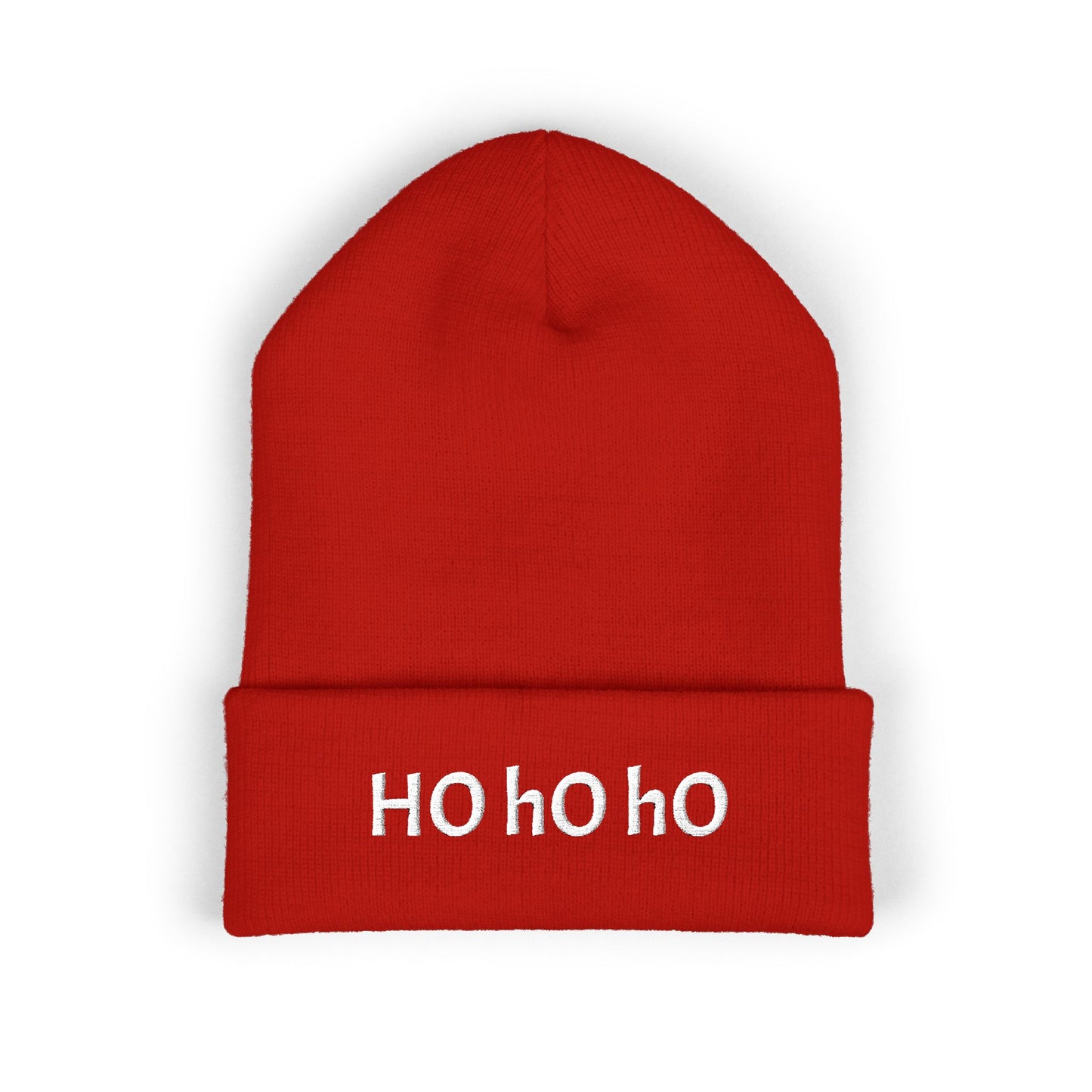 Ho Ho Ho Embroidered Beanie — Classic Cuffed Winter Hat