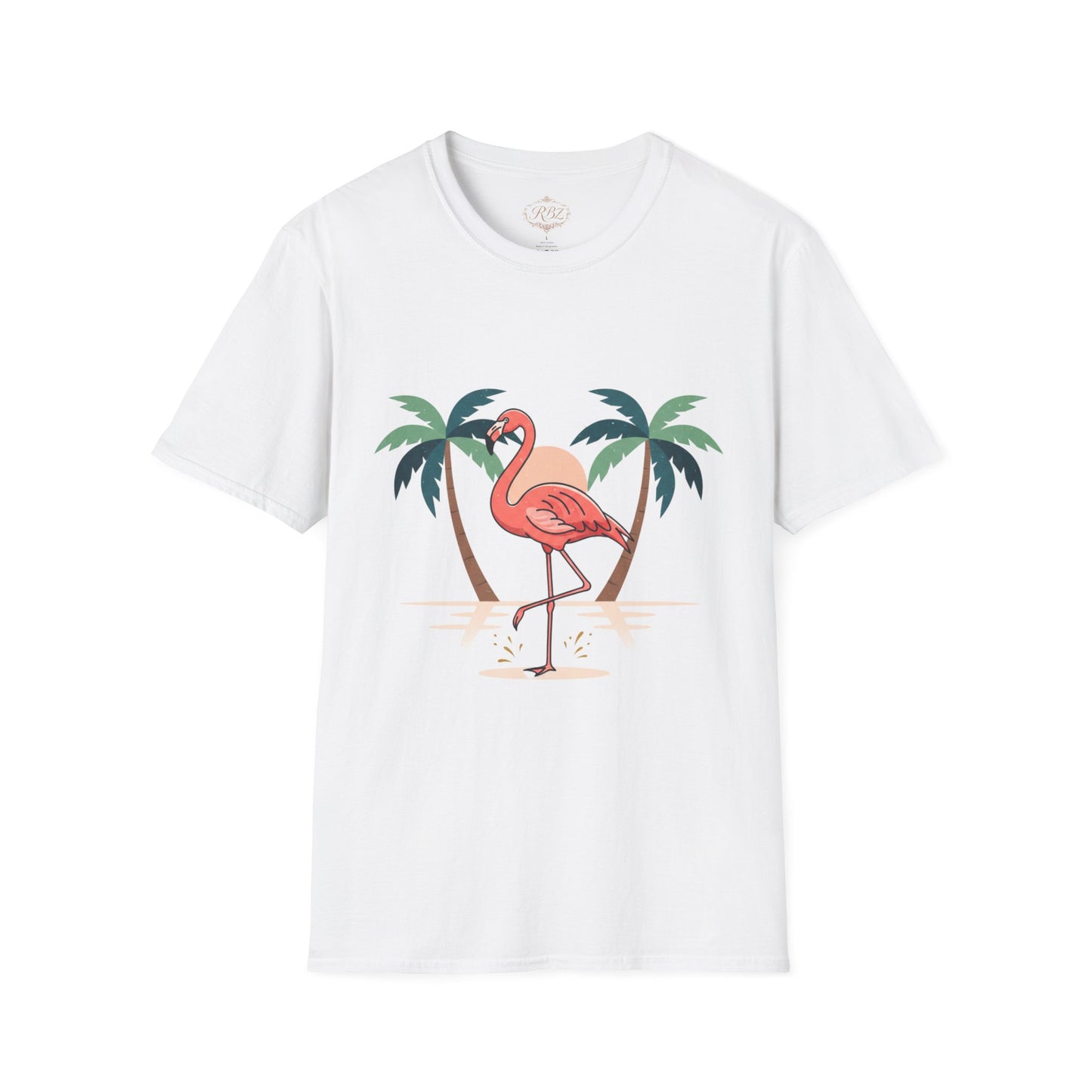 Flamingo Beach T-Shirt — Tropical Palm Island Graphic Tee