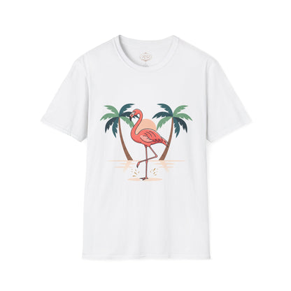 Flamingo Beach T-Shirt — Tropical Palm Island Graphic Tee