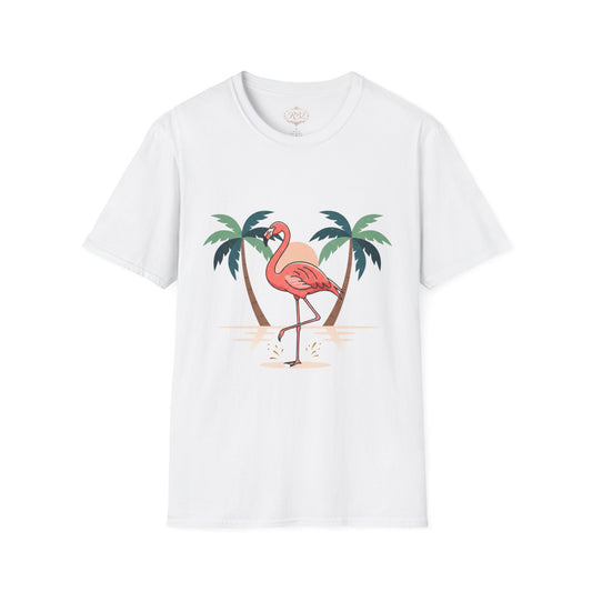 Flamingo Beach T-Shirt — Tropical Palm Island Graphic Tee