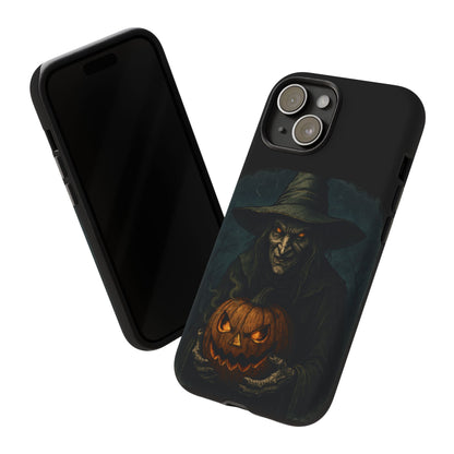Halloween Phone Case, Tough Cases with Witch and Pumpkin Design, Spooky Gift for Witch Lovers, Fall Phone Accessory, Unique Halloween Decor