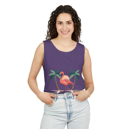 Flamingo Beach Tank Top — Tropical Palm Vacation Graphic Tank